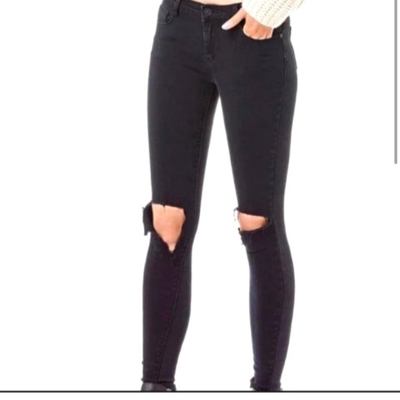 UNIF • Black Distressed High-Rise Skinny Jeans | Size 26 - Picture 1 of 12